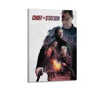 HAUEYQWUEGG Poster de chef de gare - Impression sur toile vintage pour salon, chambre à coucher - 50 x 75 cm - Style cadre