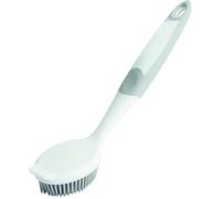 haug bürsten - Brosse à vaisselle ovale avec rayures, garniture en caoutchouc TPE - Dimensions : 250 x 80 x 70 mm - Couleur : blanc