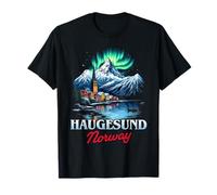 Haugesund Norway Souvenir de Voyage de Vacances aurores boréales T-Shirt