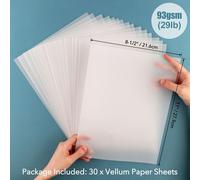 Haugsm-Feuilles De Papier Vélin Lisse Givré,8.5x11 Pouces,Degré De Chaleur,Vallum Translucide Pour L'artisanat - Type 30pcs 93gsm
