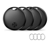 Hauibela Smart Air Traceur Tag Compatible avec Find My APP(iOS Uniquement) | Traceur de Clés avec Batterie Remplaçable, Alarme de 80 dB, Pour Bagages/Sacs/Portefeuilles (weTag mini) - Lot de 4 Noir