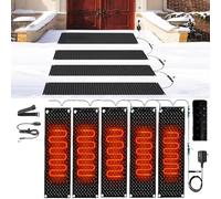 HAUJGG Tapis de Fonte de Neige - for escaliers extérieurs, allées et Portes - Déneigeur et déglaçant Efficace avec Cordon d'alimentation(25.4x120cmx5Pcs)