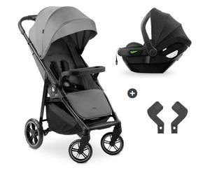 HAUK - Ensemble de voyage 2-en-1 Shop N Care - Poussette + Siège auto + adaptateurs - 4 roues - Gris