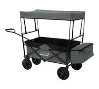 Hauki Chariot de Transport Pliable à Main avec Toit, Gris, avec 2X Poches en Filet/Extérieure, Roues avec Freins, Pivotante à 360°, Charge Max. 80 kg, pour Enfants/Outils, Jardin Plage