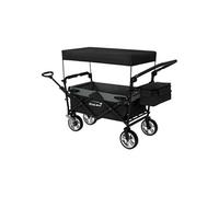 Hauki Chariot de Transport Pliable avec Toit et Sac, Noir-Gris, à Main, à Pousser et Tirer, Roues Avant Pivotantes à 360° avec Freins, Charge Max.120 kg, pour Enfants, de Jardin, Plage