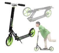 Hauki Cityroller Scooter Vert, Trottinette Pliable et Réglable en Hauteur, Roues XXL, Frein Arrière à Pédale, pour Enfants et Adultes, Modèle Urbaine avec Béquille Sangle Transport Sécurité Stable