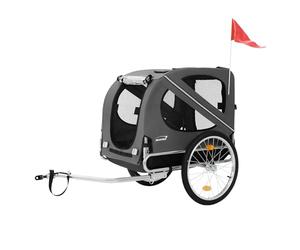 Hauki Remorque 2in1 de Vélo et Poussette de Chien, Pliable, Gris, en Acier/Tissu Oxford, 130x72x90 cm, Chariot avec Réflecteurs Laisse et Drapeau, Charge Max. 40 kg, Transport d'animaux de Compagnie