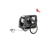 Hauki Remorque 2in1 de Vélo et Poussette de Chien, Pliable, Gris, en Acier/Tissu Oxford, 130x72x90 cm, Chariot avec Réflecteurs Laisse et Drapeau, Charge Max. 40 kg, Transport d'animaux de Compagnie