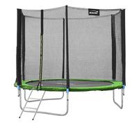 Hauki Trampoline d'Extérieur, Ø 244 cm, Vert, Certifié GS, Trampoline de Jardin Rond pour Enfants, jusqu'à 150 kg, Kit Complet avec Filet de Sécurité, Échelle, Couverture de Bord, Barres Rembourrées