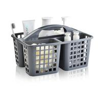 Haundry Panier de douche en plastique avec 3 compartiments, organiseur de rangement portable divisé pour fournitures de nettoyage avec poignée (gris)