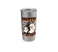 Haunted by My Child Funny Ghost Halloween Men Women Gobelet isotherme en acier inoxydable double paroi