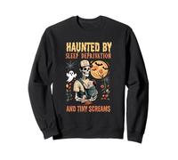 Haunted by Sleep Deprivation and Tiny Screams Born Dad des années 90 Sweatshirt