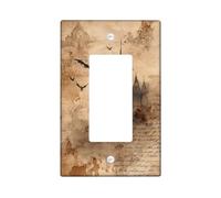 Haunted Castle Plaques d'interrupteur/de prise de courant, design gothique marron vintage pour décoration d'Halloween, plaques murales en thermoplastique, taille standard simple