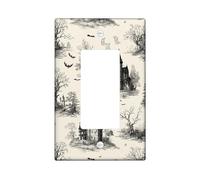 Haunted Castle Plaques d'interrupteur/de prise de courant - Design gothique noir et crème pour décoration d'Halloween, plaques murales en thermoplastique - Taille standard