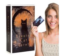 Haunted Cat Tarot Cards, Oracle Deck for Spirit Guidance with Art Illustration, Material Details with Future Telling Function, Unique Selling Points, Beginner Occult Gift Set 78 Cards