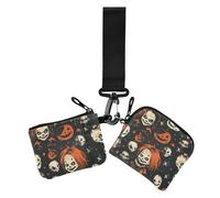 Haunted Chucky Scary Halloween Lot de 2 porte-cartes pour femme Grande capacité avec porte-clés