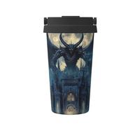 Haunted Gargoyle Castle - Tasse à café isotherme avec couvercle, gobelet de voyage anti-fuite en acier inoxydable