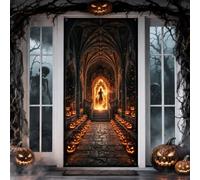 Haunted Gothic Couloir avec Jack-o'-Lanterns Couvertures de porte 91,4 x