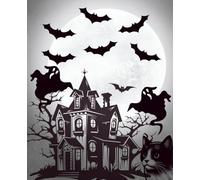 Haunted House Ghost and Bats Composition Notebook: Halloween Themed Journal that is 7.5"x9.25" and 120 Pages of College Ruled Paper. Great for Back ... College, University, Office or Work and Home.