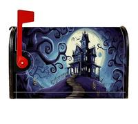 Haunted House Housse de boîte aux lettres magnétique pour décoration extérieure Motif maison hantée 53,3 x 64,9 cm Violet