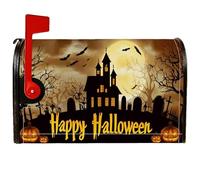Haunted House Housse de boîte aux lettres magnétique pour Halloween Motif citrouilles effrayantes chauves-souris Halloween Noir 53,3 x 64,9 cm