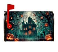 Haunted House Housse de boîte aux lettres magnétique pour Halloween Motif citrouilles et arbres Orange 53,3 x 64,9 cm