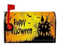 Haunted House Housse magnétique pour boîte aux lettres Motif chauve-souris gothique effrayant toile d'araignée Halloween Orange 53,3 x 64,9 cm