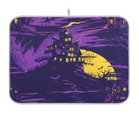 Haunted House on Haunted Hill Tapis égouttoir à vaisselle violet pour comptoir de cuisine séchage de bouteilles mat XL 45,7 x 61 cm
