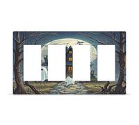 Haunted Mansion Couvercle de prise de courant caché à vis cachées en polycarbonate thermoplastique 4 interrupteurs Plaque murale décorative tendance pour maison de taille 21,1 x 11,9 cm