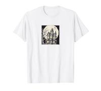 Haunted Mansion Impression Artistique Gothique Motif Chauve-Souris T-Shirt Graphique avec Valeur, Homme, Blanc, XL