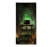 Haunted Potion Bannière décorative pour porte - Chaudron vert effrayant - Décoration murale gothique - Fournitures de fête d'Halloween pour intérieur et extérieur - 91,4 x 183 cm