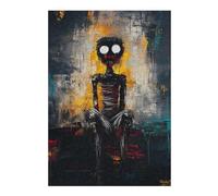 Haunted Silence - Expressive Abstract Figure Puzzle en Bois, 300 pièces