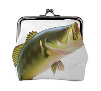 Haunted The Mansion Porte-monnaie imprimé pour femme en cuir synthétique mignon avec serrure à baiser, Appât avec ligne de pêche mangeant de petits poissons, One Size, Pochette à monnaie
