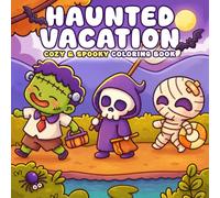 Haunted Vacation Coloring Book: Cozy Summer Coloring Pages for Adults and Teens Featuring Cute Creepy Characters in Sunny Days, Simple Designs for Stress Relief