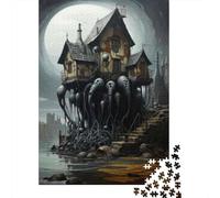 Haunting Gothic House on Water Plaque Métallique Rustique 52x38cm/1000pcs pour Le Coin Bar, pour Les Murs Et Espaces Intérieurs