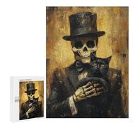Haunting Skeleton with Black Cat Art Print Puzzle 1000 Pièces Educa Jouet en Bois Cadeau Unique Décoration Intérieure Jeu Éducatif Challenge Toy Adultes Et Enfants À Partir De 14 Ans 500 PCS