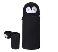 Hauojaus Kawaii Trousse à crayons en silicone 2 en 1 pour école/bureau/voyage, base de 6,7 cm, 19,5-24 cm de hauteur, Blanc., Pingouin