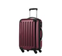 Alex - Valise bagage à main avec extension trolley cabine 4 roulettes, bagage à bord pour chaque compagnie aérienne, trolley de voyage taille S coque dure brillante, 55 cm, 42 litres,rouge foncé (Bour