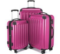 HAUPTSTADTKOFFER - Alex - Koffer-Set 3-teilig, Rollkoffer Trolleys 4 Rollen mit Erweiterung, Handgepäck und Check-In Gepäck für jede Reiseart, TSAMagenta