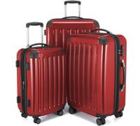 HAUPTSTADTKOFFER - Alex - Koffer-Set 3-teilig, Rollkoffer Trolleys 4 Rollen mit Erweiterung, Handgepäck und Check-In Gepäck für jede Reiseart, TSARot