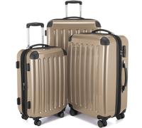 HAUPTSTADTKOFFER - Alex - Koffer-Set 3-teilig, Rollkoffer Trolleys 4 Rollen mit Erweiterung, Handgepäck und Check-In Gepäck für jede Reiseart, TSAChampagner