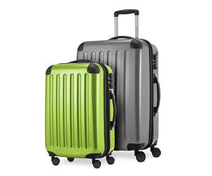 Hauptstadtkoffer - Alex - Lot de 2 valises rigides Brillantes - Valise Moyenne 65 cm + Bagage à Main 55 cm, 74 + 42 litres, TSA, argenté/Vert Pomme, argenté/Vert Pomme, 65 cm, Ensemble de valises
