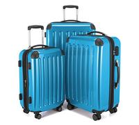 HAUPTSTADTKOFFER® - Alex - Set de 3 Valises rigides Bagage Trolley 4 Roues, (S, M & L), Bleu Cyan