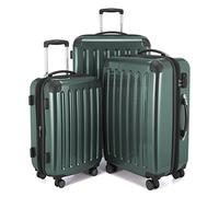 HAUPTSTADTKOFFER® - Alex - Set de 3 Valises rigides Bagage Trolley 4 Roues, (S, M & L), Vert Foncé