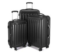 Hauptstadtkoffer® · Un ensemble de 3 valises a coque dure de couleur noire brillante · bagages à main de 45 litres (55*35*20 cm) + une valise de 87 litres (63*42*28 cm) + une valise de 130 litres (75*52*32 cm) · avec une serrure á combinaison TSA