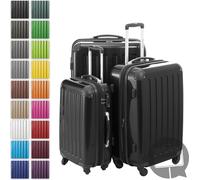 HAUPTSTADTKOFFER - Alex - Set de valises 3 tailles valises à coque dure Trolleys extensible, 4 roulettes, coque dure brillante Set de valises de voyage, expandable travel luggageSchwarz