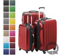 HAUPTSTADTKOFFER - Alex - Set de valises 3 tailles valises à coque dure Trolleys extensible, 4 roulettes, coque dure brillante Set de valises de voyage, expandable travel luggageRouge