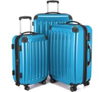 HAUPTSTADTKOFFER - Alex - Set de valises 3 tailles valises à coque dure Trolleys extensible, 4 roulettes, coque dure brillante Set de valises de voyage, expandable travel luggageCyanblau