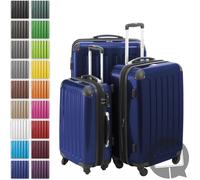 HAUPTSTADTKOFFER - Alex - Set de valises 3 tailles valises à coque dure Trolleys extensible, 4 roulettes, coque dure brillante Set de valises de voyage, expandable travel luggage,Bleu foncé