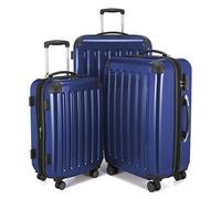 HAUPTSTADTKOFFER® Alex - Valise Rigide - Brillante (Set de 3 - TSA, Bleu foncé)